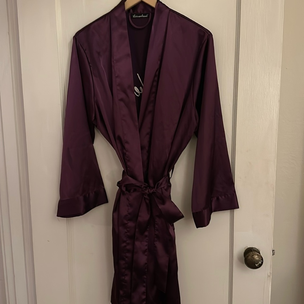 Purple silk kimono style robe